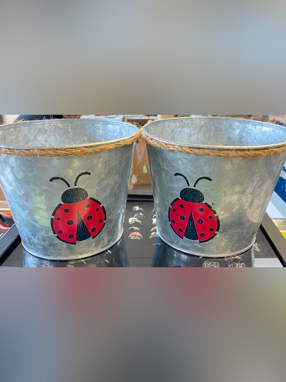 Bundle package of 2 metal planters with plastic liners